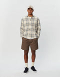 Keanu Check Twill Shirt - Ivory/Dark Sand