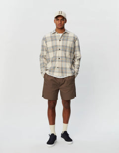 Keanu Check Twill Shirt - Ivory/Dark Sand