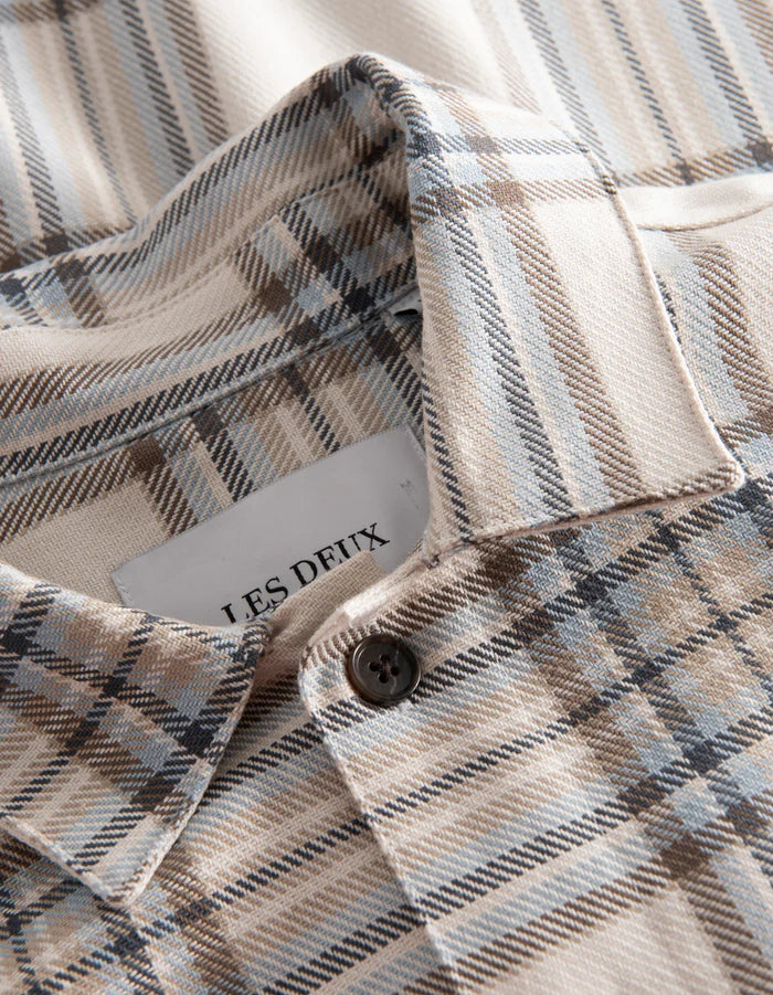 Keanu Check Twill Shirt - Ivory/Dark Sand