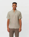 Kris Linen Ss Shirt - Ivory/Olive Night