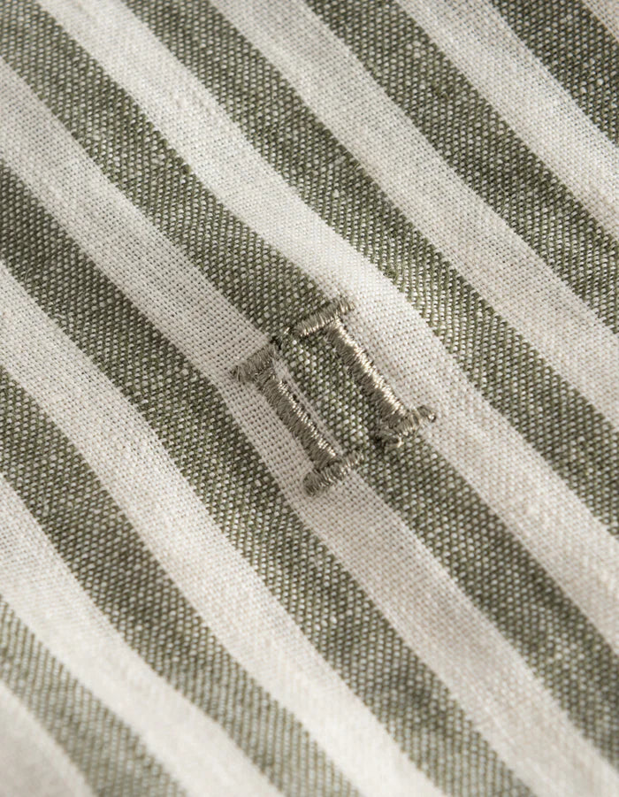 Kris Linen Ss Shirt - Ivory/Olive Night