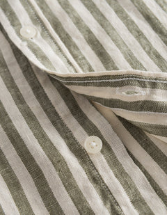 Kris Linen Ss Shirt - Ivory/Olive Night