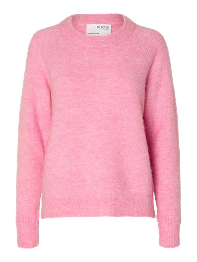 Lulu Ls Knit O-Neck - Moonlite Mauve Melange