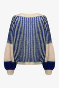 Liana Knit Sweater - Cream/Cobalt Blue