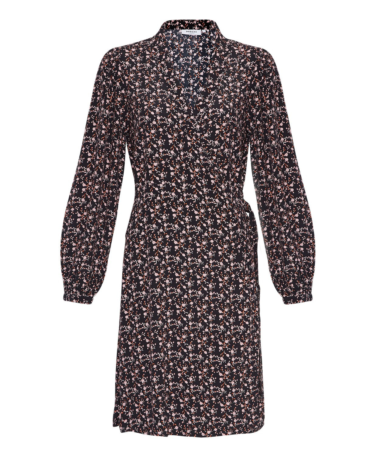 Messina Morocco Wrap Dress Aop - Black Flower