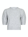 Maia Pearl Knit Tee - Light Grey Melange
