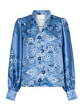 Massima Paisley Border Blouse - Dusty Blue