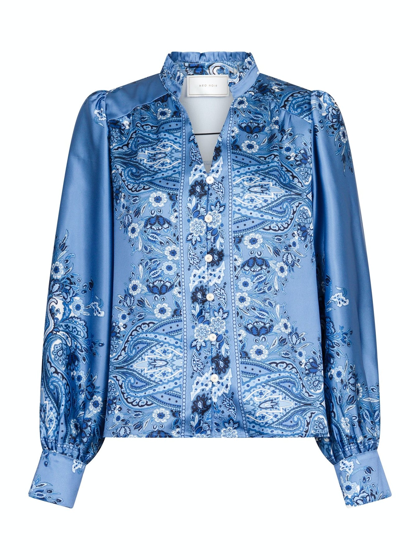 Massima Paisley Border Blouse - Dusty Blue