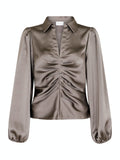 Mille Heavy Sateen Blouse - Warm Grey