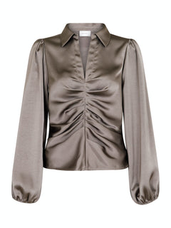 Mille Heavy Sateen Blouse - Warm Grey