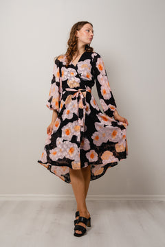 BasiraIW Wrap Dress - Pink Poetic Flower