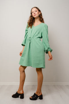 Viva Ls Short Linen Dress - Absinthe Green