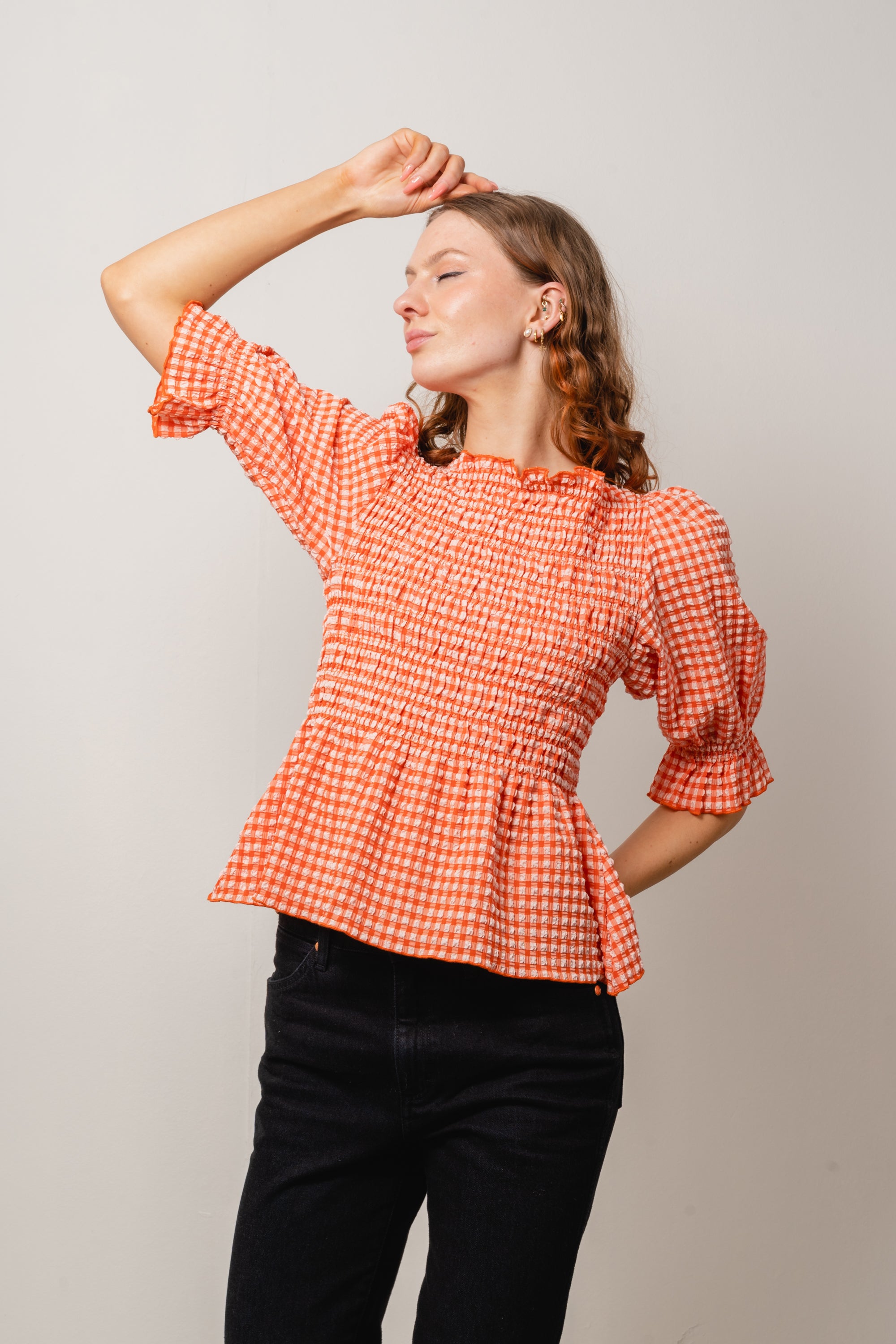 Georgia Top - Papaya Check