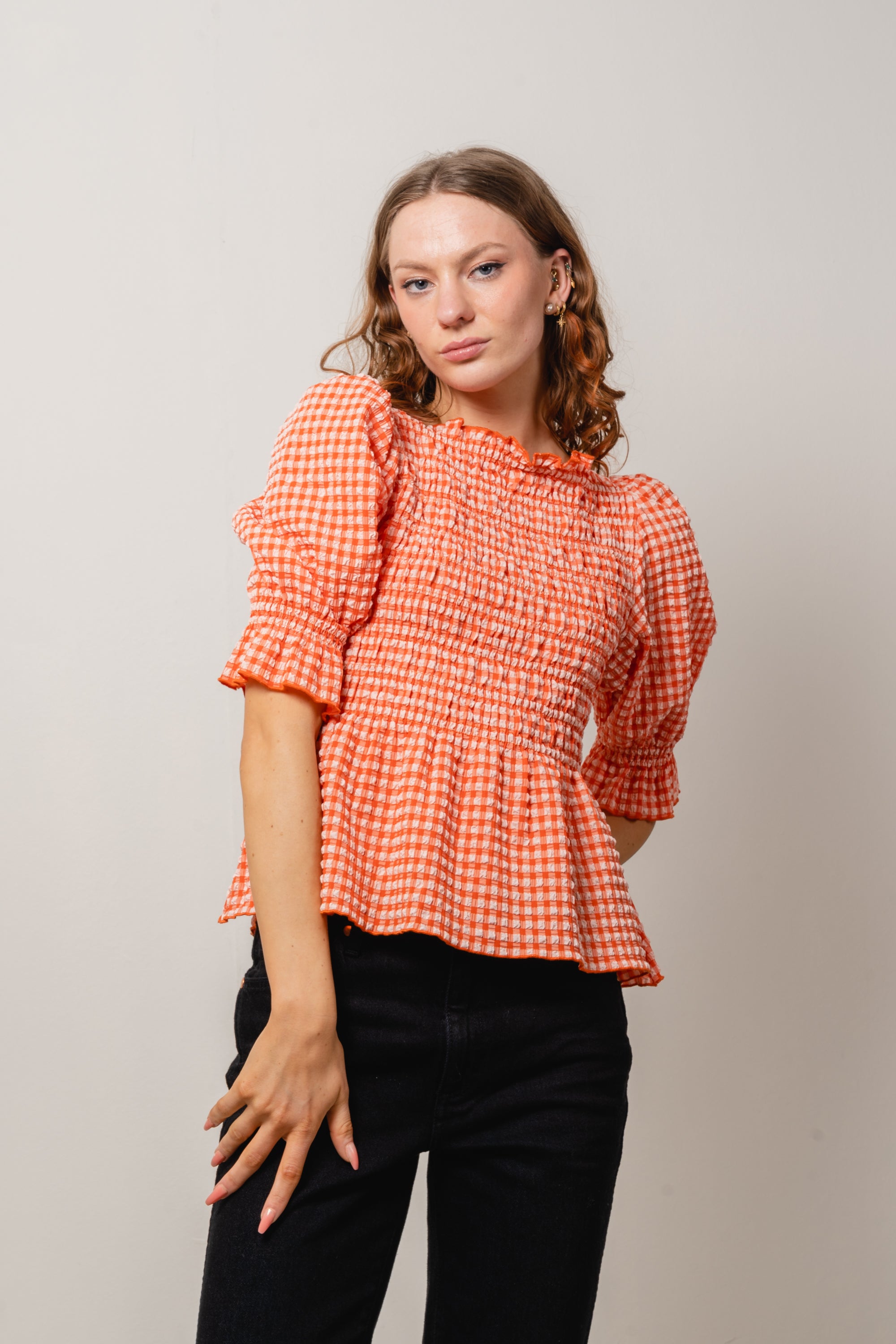 Georgia Top - Papaya Check