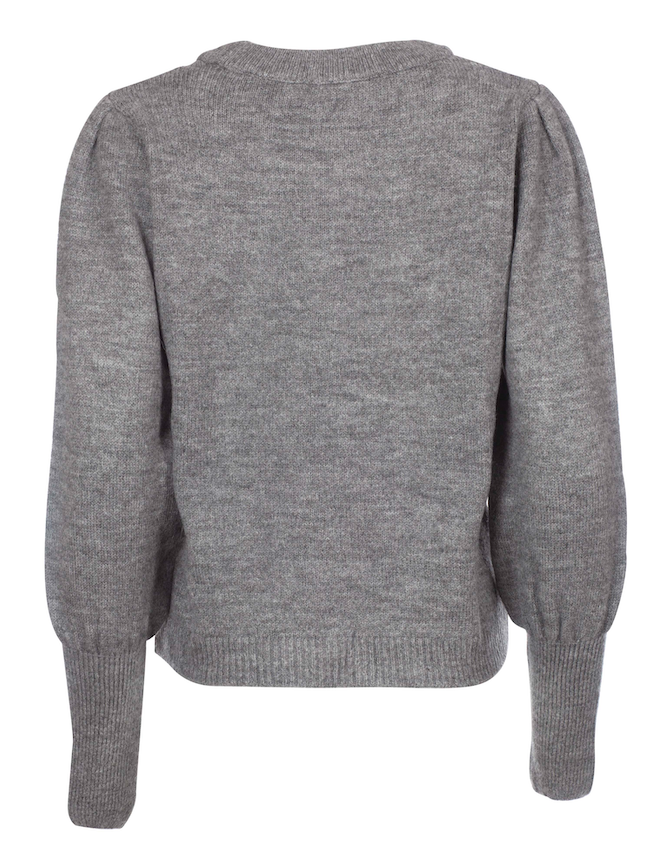 Puff Sleeve Wide Rib Knitted Sweater - Grey - NA-KD - Gensere - VILLOID.no