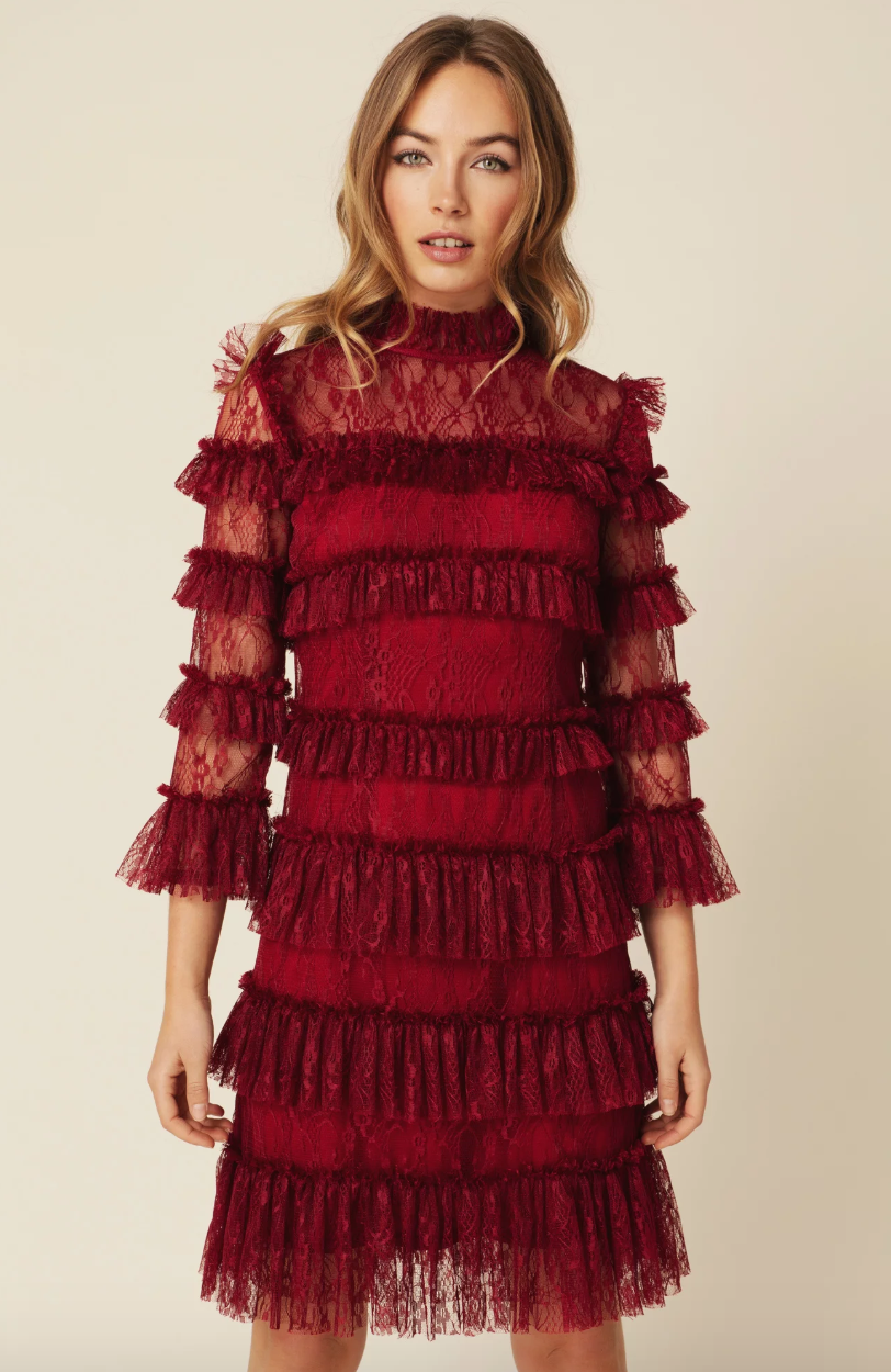 Carmine Mini Dress - Ruby Red - By Malina - Kjoler - VILLOID.no