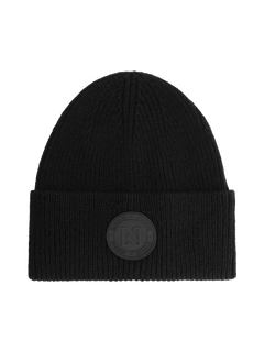 Round Patch Beanie - Black