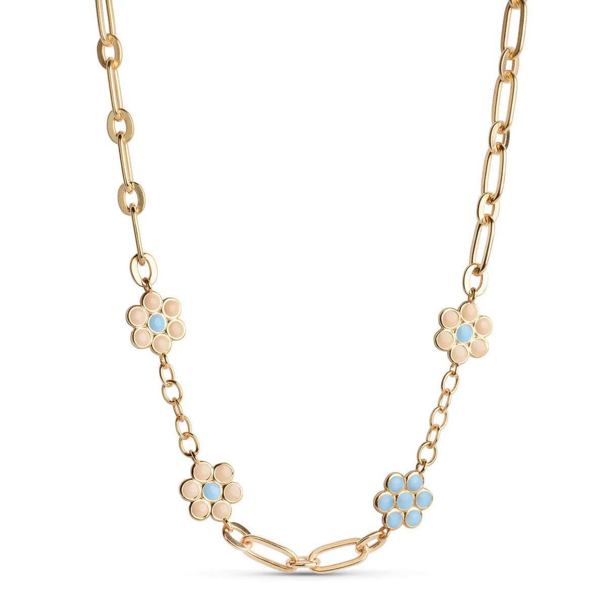 Blossom Necklace - Orange/Beige/Light Blue/Light Pink