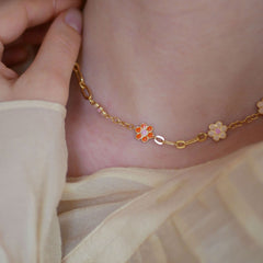 Blossom Necklace - Orange/Beige/Light Blue/Light Pink