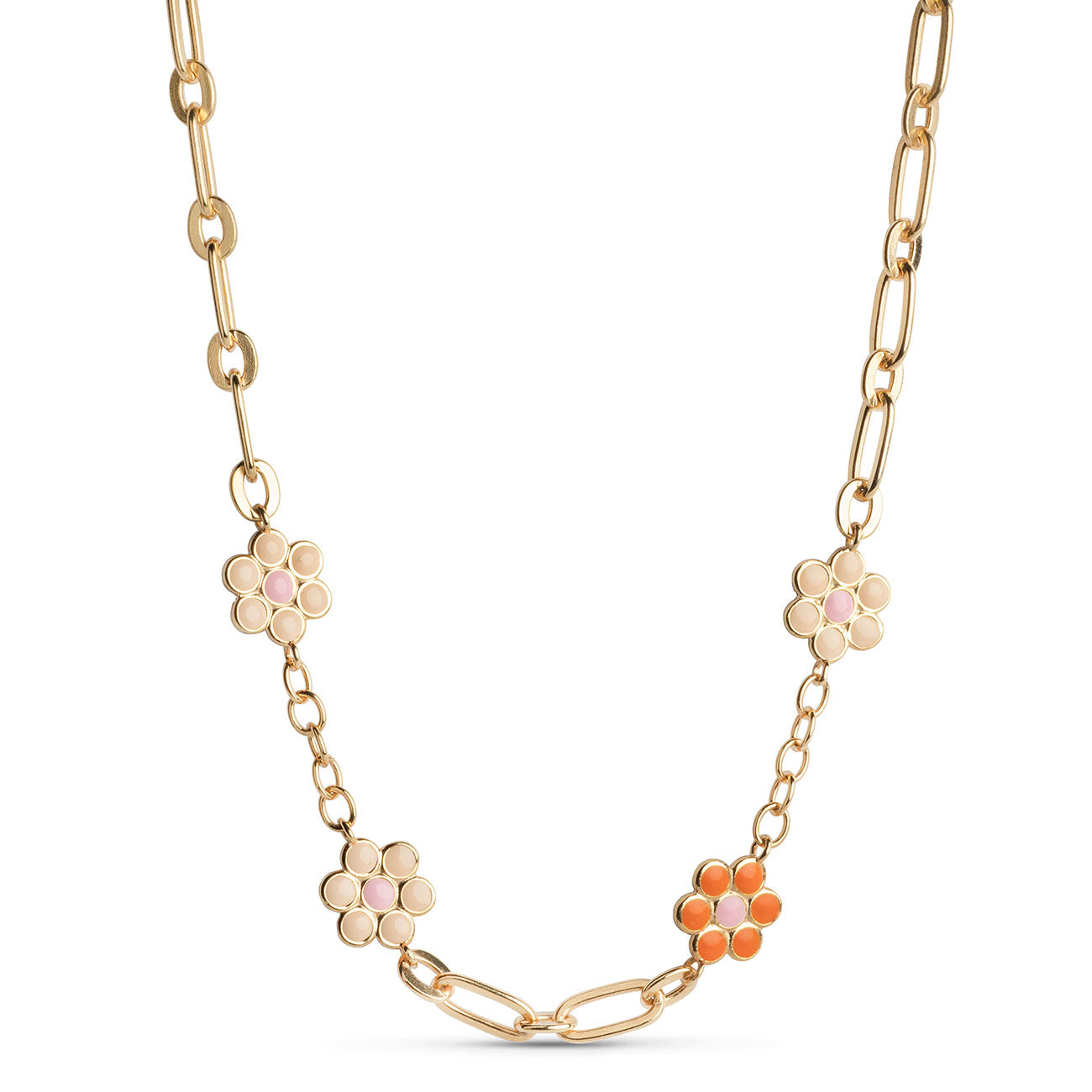 Blossom Necklace - Orange/Beige/Light Blue/Light Pink