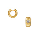 Domed Heart Crystal Stationed Huggie Hoops - Crystal