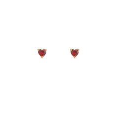 Crystal Heart Studs - Garnet