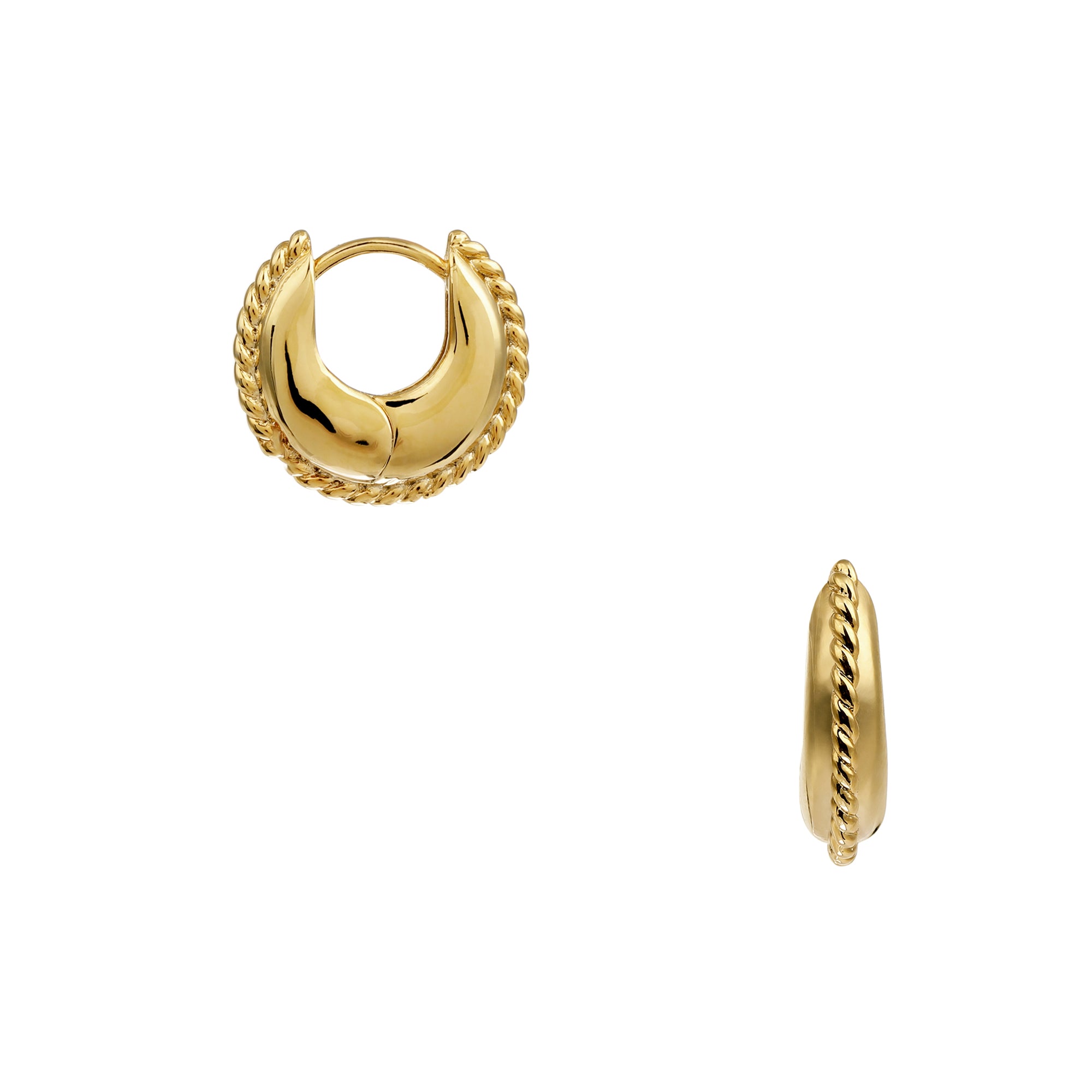Orelia - Smykker - Puffed Rope Edge Huggie Hoop - Pale Gold - Villoid