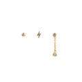 Lightning & Chain Drop Ear Party Pack - Pale Gold
