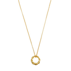Rope Twist Open Circle Thread Thru Necklace - Pale Gold