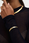 Snake Chain Plait Necklace - Pale Gold