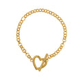 Heart T-Bar Bracelet - Pale Gold