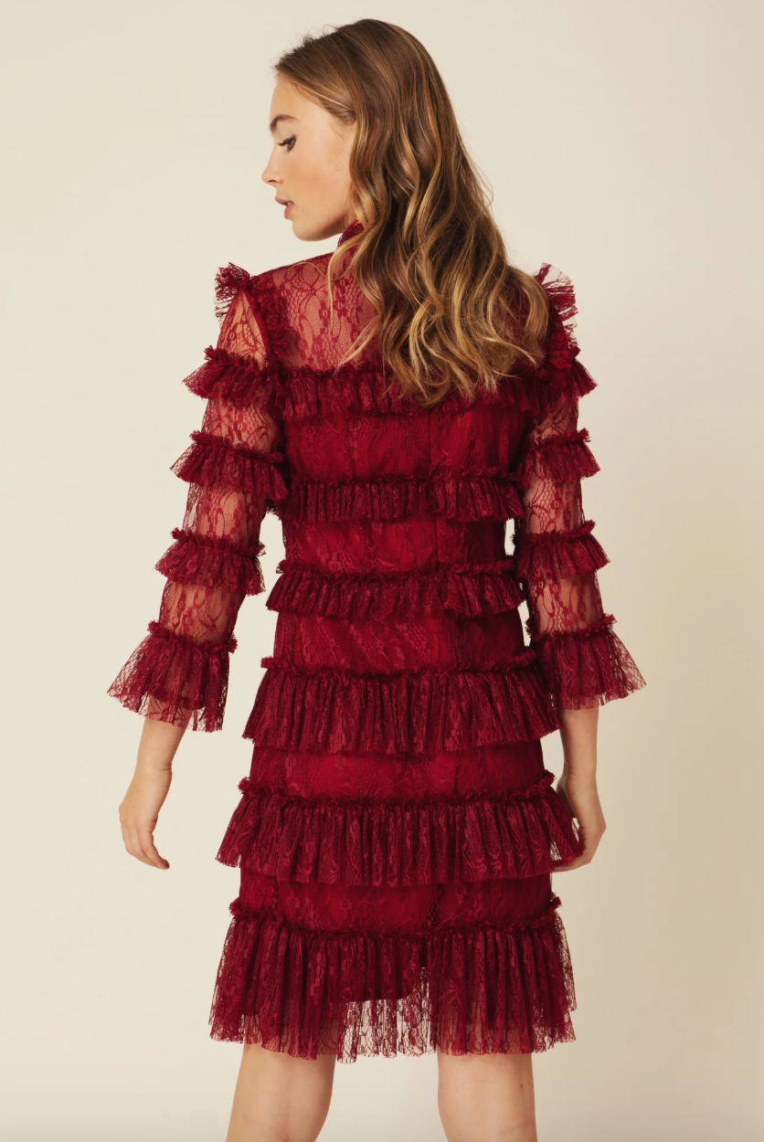 Carmine Mini Dress - Ruby Red - By Malina - Kjoler - VILLOID.no