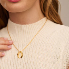 Molten Open Circle Thread Through Necklace - Pale Gold