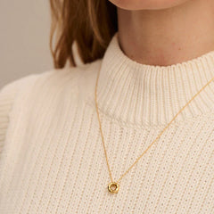Mini Molten Open Circle Threadthrough Necklace - Pale Gold