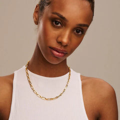 Linear Link Chain Necklace 16" - Pale Gold