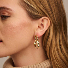 Interlocking Molten Link Drop Earring - Pale Gold