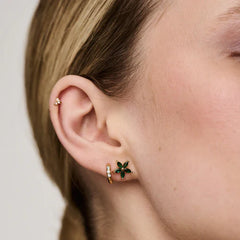 Crystal Flower Stud Earrings Emd - Emerald