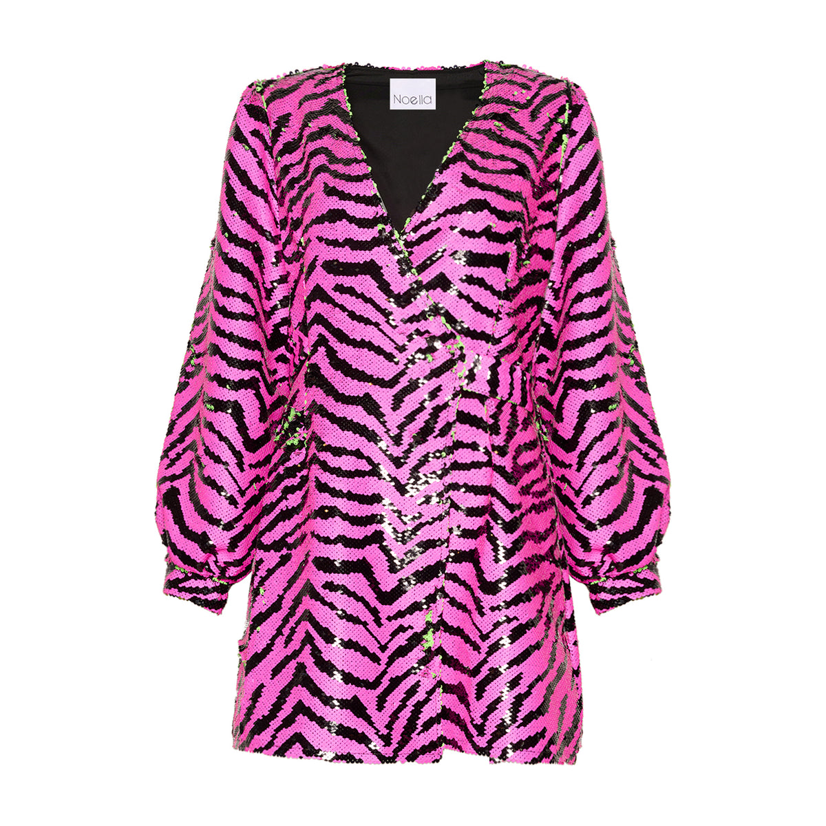 Pace Belt Dress - Fuchsia/Green Mix