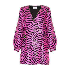 Pace Belt Dress - Fuchsia/Green Mix