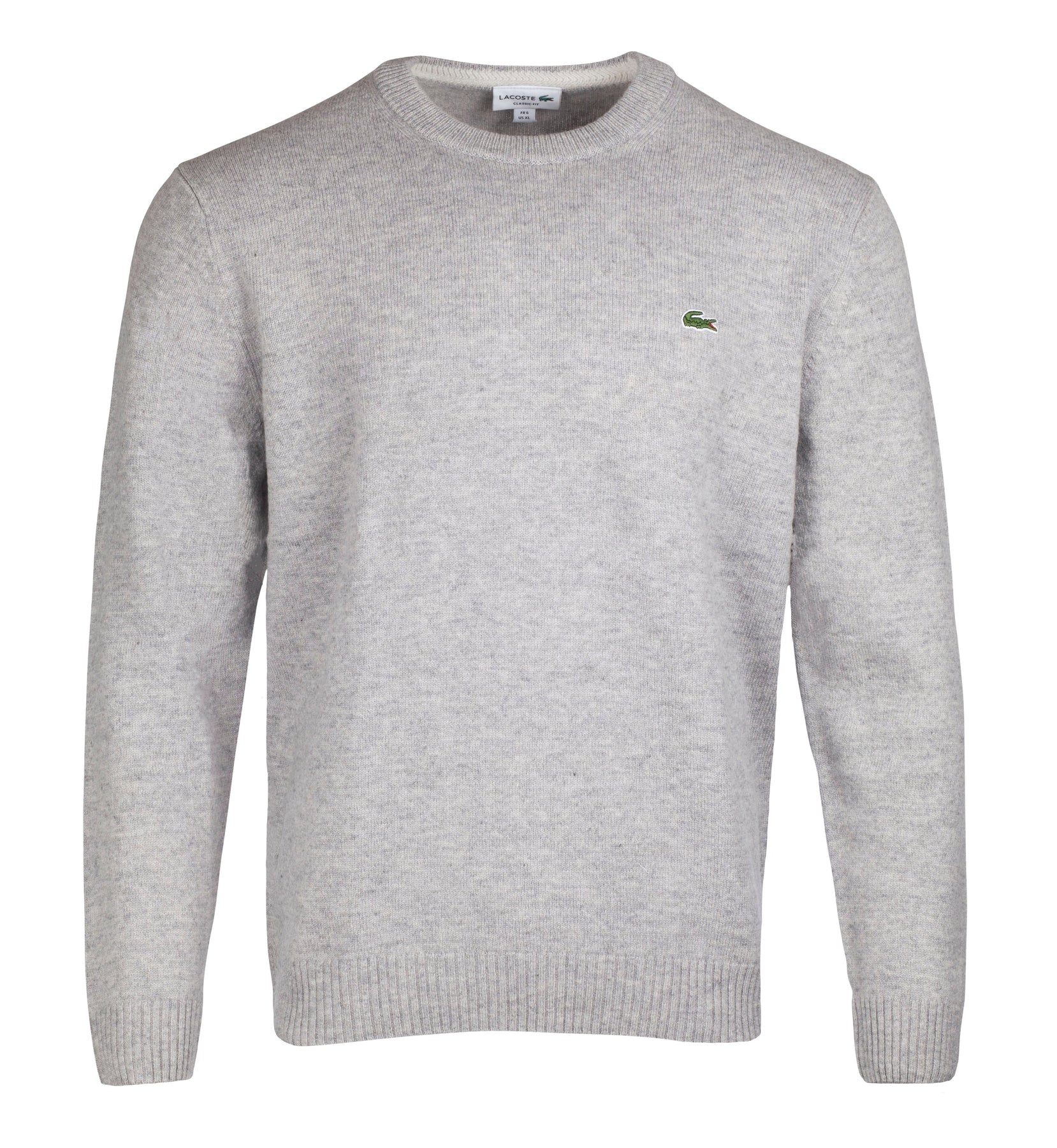 Lacoste Crew Neck Wool Sweater - Silver Chine