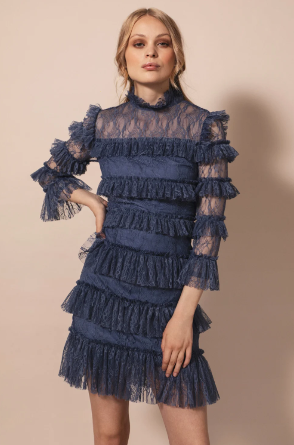 Carmine Mini Dress - Indigo Blue - By Malina - Kjoler - VILLOID.no