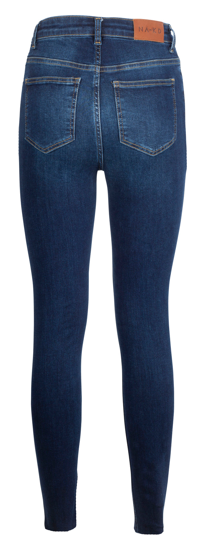 Skinny High Waist Raw Hem Jeans - Dark Blue - NA-KD - Bukser & Shorts - VILLOID.no