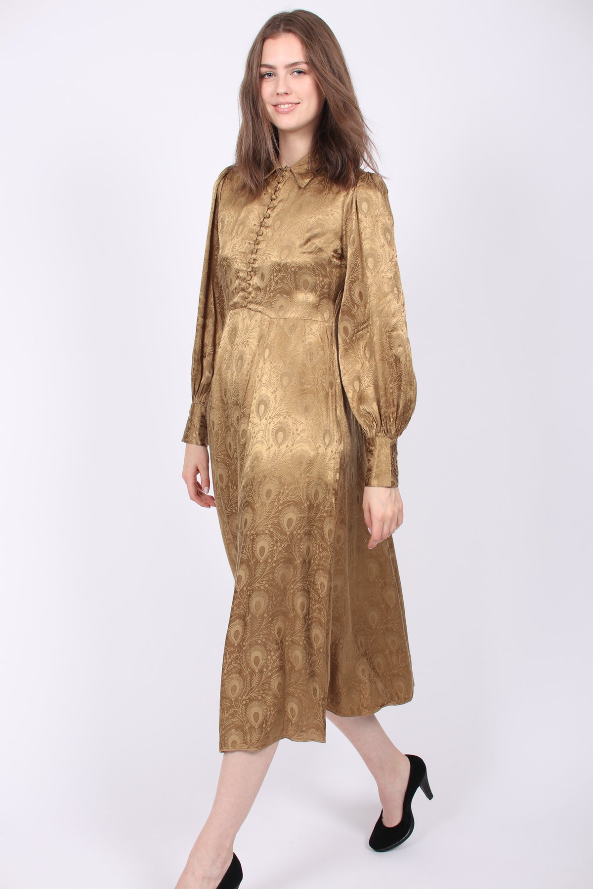 Jaquard Shirt Dress - Olive - ByTimo - Kjoler - VILLOID.no