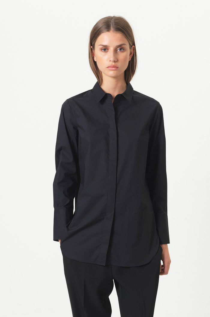 Larkin LS Classic Shirt - Black - Second Female - Bluser & Skjorter - VILLOID.no