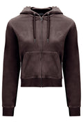 Robertson Classic Velour Zip Hoodie - Bitter Chocolate