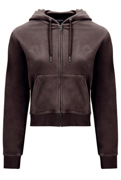 Robertson Classic Velour Zip Hoodie - Bitter Chocolate