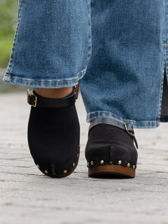 Clogs - Suede Leather Black