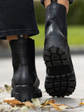 Leather Combat Chelsea Warm - Black