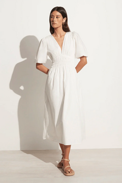 Agnata Midi Dress - Mar White