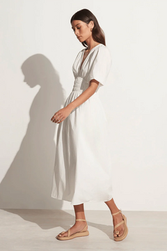 Agnata Midi Dress - Mar White